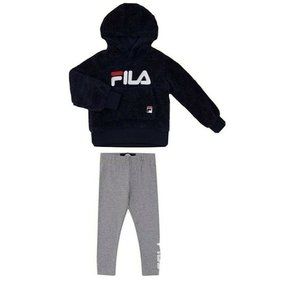 Fila Girls, 2 Toddler, 2 piece Hoodie Sweater w/ Kangaroo Pocket & Sweat Pants